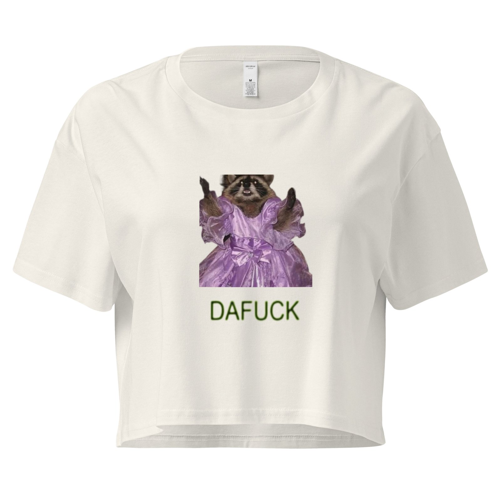 Dafuck Raccoon Y2K Baby Tee | Confused Trashcore Retro Cropped Top | Unhinged Meme Girl Tee - Image 10