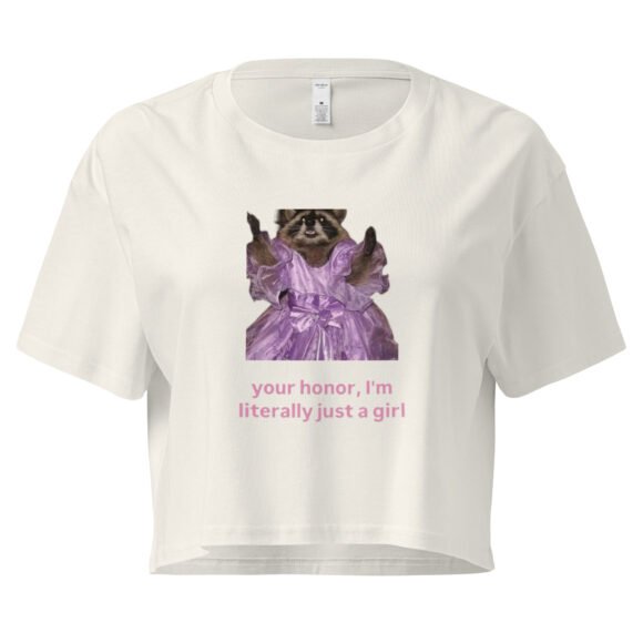 Your Honor I Am Just a Girl Raccoon Y2K Baby Tee | Trash Baby Retro Cropped Top | Rodentcore Slut Meme Tee - Image 10