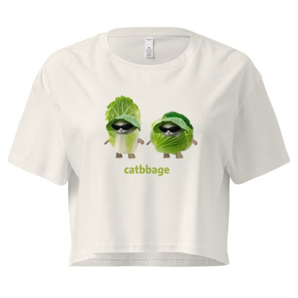 Catbbage Y2K Baby Tee | Kitty Lettucecore Retro Cropped Top | Surreal Feral Meme Tee - Image 10