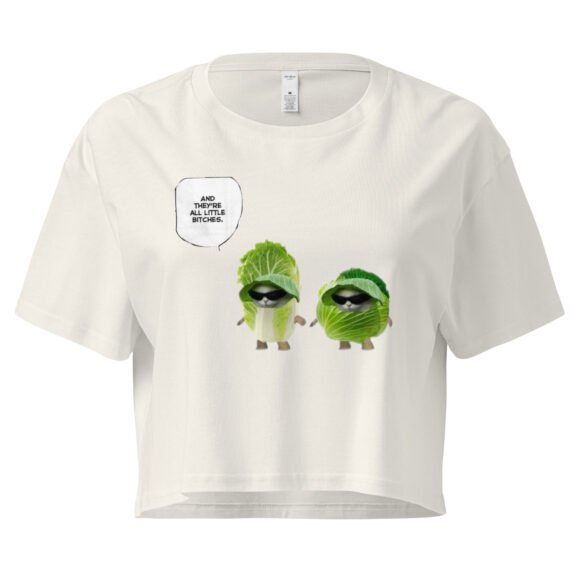 Little Bitches Cabbage Cat Y2K Baby Tee | Crunchy Feralcore Retro Cropped Top | Bitchy Bunny Girl Meme Tee - Image 10