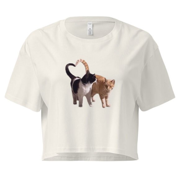 Heart Tail Cats Y2K Baby Tee | Romantic Catcore Retro Cropped Top | Soft Bimbo Cat Girl Meme Tee - Image 10