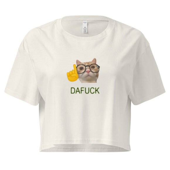 Dafuck Cat Y2K Baby Tee | Unbothered Kitten Retro Cropped Top | Confused Feline Vibes Meme Tee - Image 10