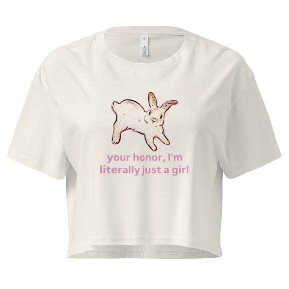 Your Honor I Am Just a Girl Bunny Y2K Baby Tee | Bunnycore Court Statement Retro Cropped Top | Legal Bimbo Meme Tee - Image 10