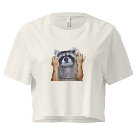 Fuck You Raccoon Y2K Baby Tee | Trash Animal Rage Retro Cropped Top | Angry Rodentcore Girl Tee - Image 10