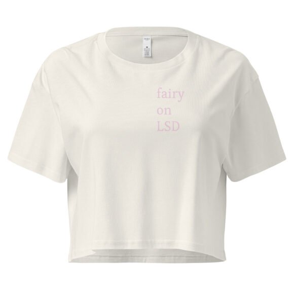 Fairy on LSD Y2K Baby Tee | Psychedelic Sprite Retro Cropped Top | Ethereal Drugcore Meme Tee - Image 9