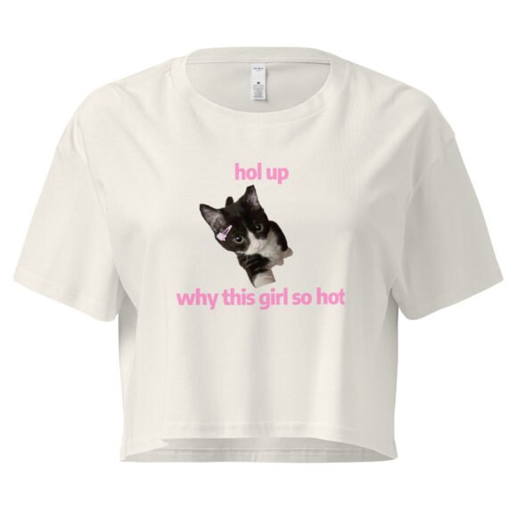 Hol Up Why This Girl So Hot Y2K Baby Tee | Rizz Activated Retro Cropped Top | You're the Problem Meme Tee - Image 9