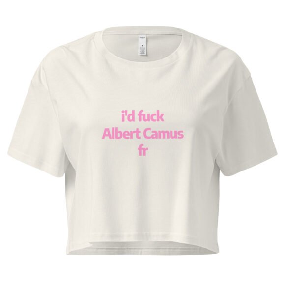Id Fuck Albert Camus Y2K Baby Tee | French Existentialist Slut Retro Cropped Top | Camus Is Hotcore Tee - Image 10