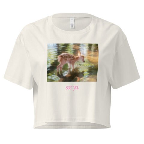 See Ya Deer Ethereal Dreamcore Y2K Baby Tee | Sad Girl in a Forest Retro Cropped Top | Softcore Cottage Baddie Tee