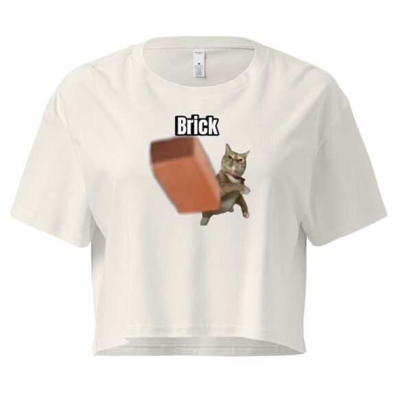 Brick Throwing Cat Meme Baby Tee | Throw Bricks Not Fits Y2K Cropped Top | Chaotic Catcore Alt-Girl Tee - Image 10