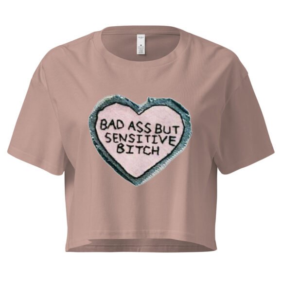 “Bad Ass But Sensitive Bitch” Y2K Baby Tee | Fitted Y2K Crop Top for Badass Soft Girls - Image 4