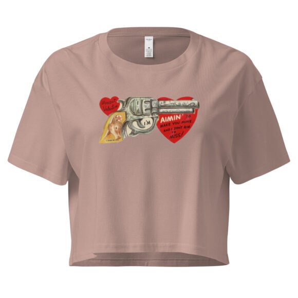 Gun and Heart Y2K Baby Tee | Softcore Violence Retro Cropped Top | Love and Rage Meme Tee - Image 4