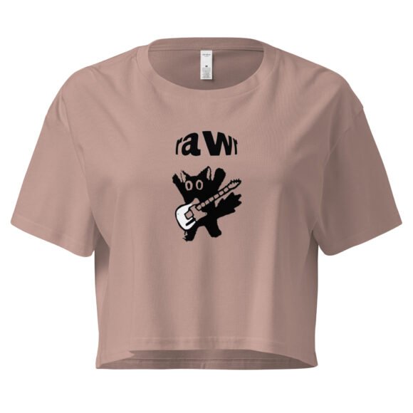Rawr Rockstar Cat Y2K Baby Tee | Punk Kittycore Retro Cropped Top | Rockstar Meow Meme Tee - Image 2