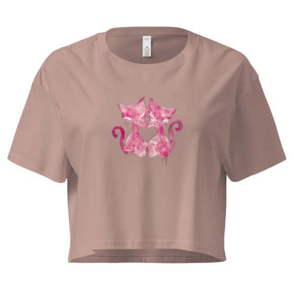 Cat Kissing Heart Y2K Baby Tee | Romantic Felinecore Retro Cropped Top | Kitty Love Story Meme Tee - Image 4