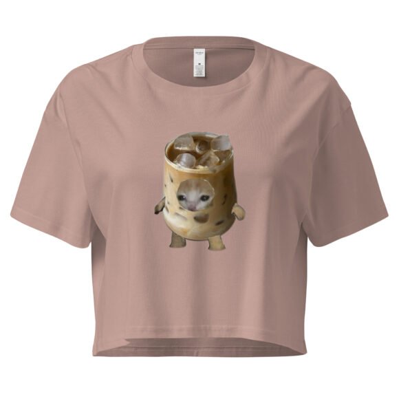 Coffee Cat Y2K Baby Tee | Hyper Kittycore Retro Cropped Top | Caffeinated Slut Meme Tee - Image 4