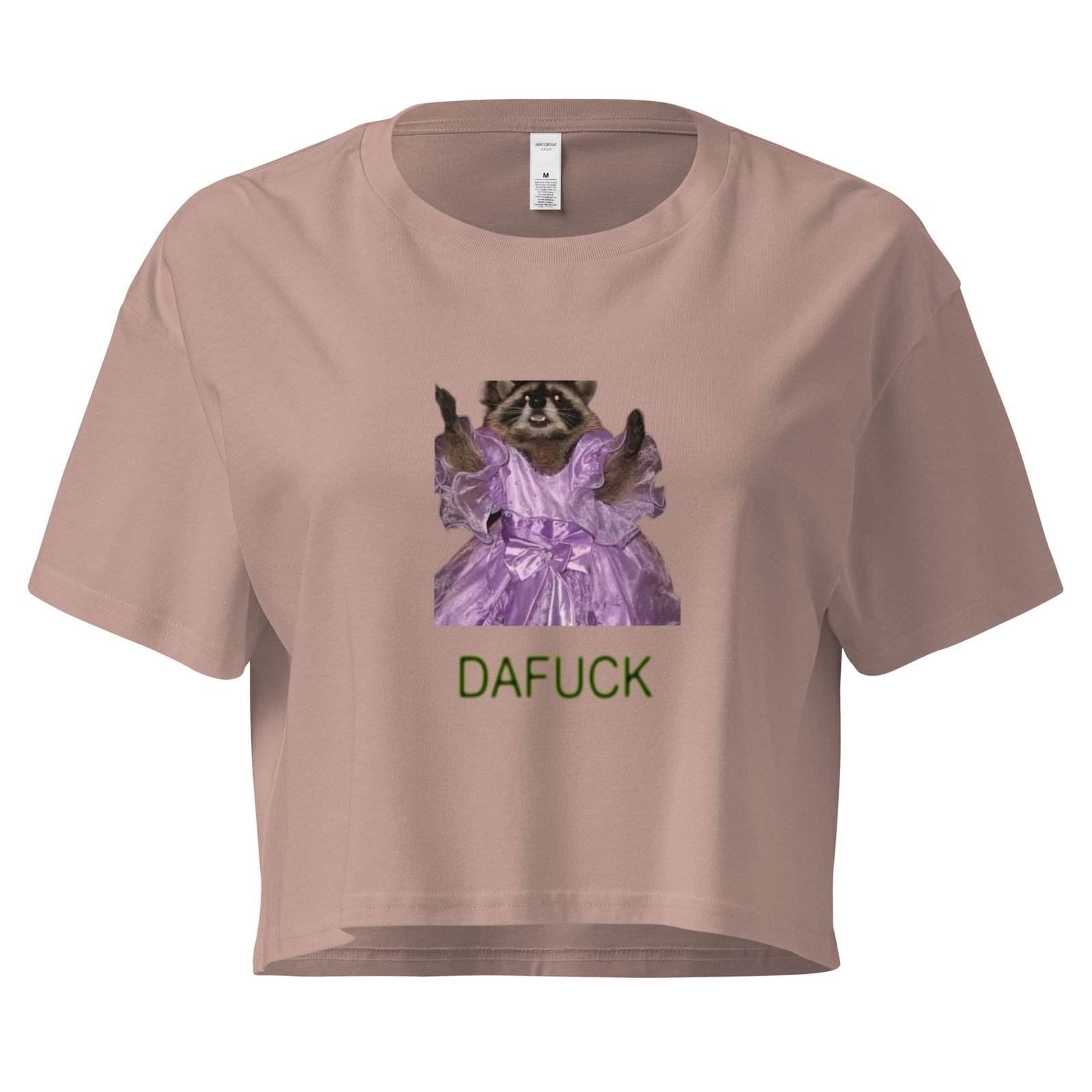 Dafuck Raccoon Y2K Baby Tee | Confused Trashcore Retro Cropped Top | Unhinged Meme Girl Tee - Image 4