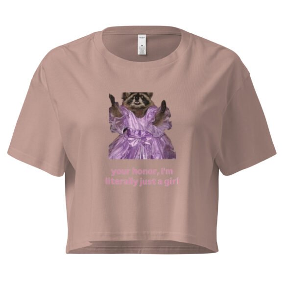 Your Honor I Am Just a Girl Raccoon Y2K Baby Tee | Trash Baby Retro Cropped Top | Rodentcore Slut Meme Tee - Image 4