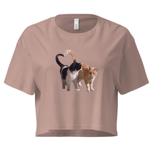 Heart Tail Cats Y2K Baby Tee | Romantic Catcore Retro Cropped Top | Soft Bimbo Cat Girl Meme Tee - Image 4