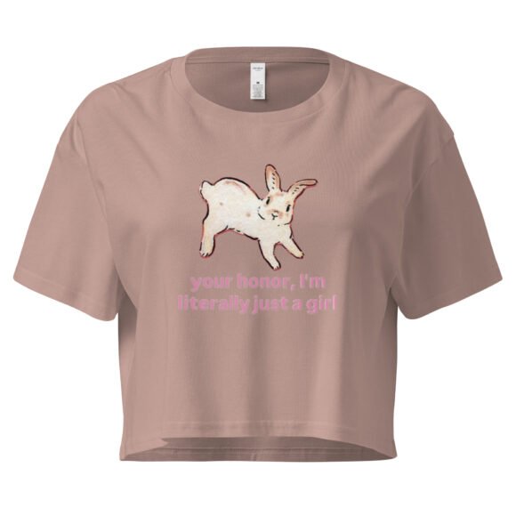 Your Honor I Am Just a Girl Bunny Y2K Baby Tee | Bunnycore Court Statement Retro Cropped Top | Legal Bimbo Meme Tee - Image 4