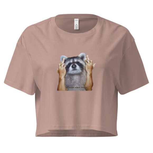 Fuck You Raccoon Y2K Baby Tee | Trash Animal Rage Retro Cropped Top | Angry Rodentcore Girl Tee - Image 4