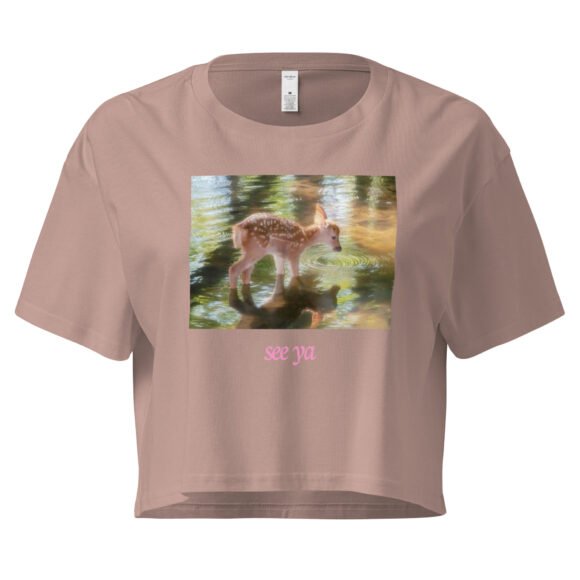 See Ya Deer Ethereal Dreamcore Y2K Baby Tee | Sad Girl in a Forest Retro Cropped Top | Softcore Cottage Baddie Tee - Image 4