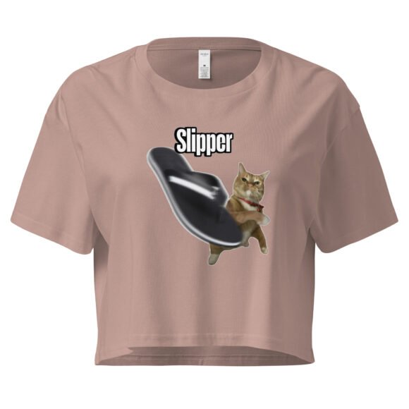 Slipper Throwing Cat Meme Baby Tee | Chonk Rage Tee Y2K Cropped Top | Household Weapon Cat Retro Top - Image 3
