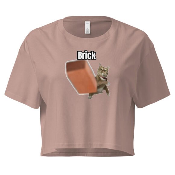 Brick Throwing Cat Meme Baby Tee | Throw Bricks Not Fits Y2K Cropped Top | Chaotic Catcore Alt-Girl Tee - Image 4