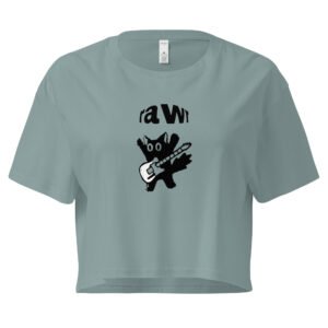 Rawr Rockstar Cat Y2K Baby Tee | Punk Kittycore Retro Cropped Top | Rockstar Meow Meme Tee