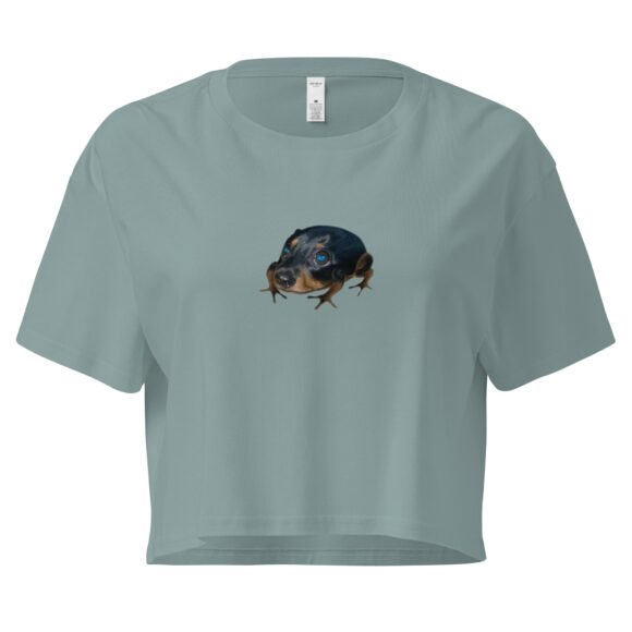 Frog-Dog Y2K Baby Tee | Amphibian Confusion Retro Cropped Top | WTF Animalcore Meme Tee - Image 3