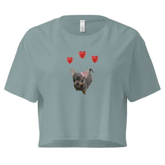 Lovely Heart Dog Y2K Baby Tee | Puppy Love Retro Cropped Top | Soft Dogcore Girl Meme Tee - Image 3