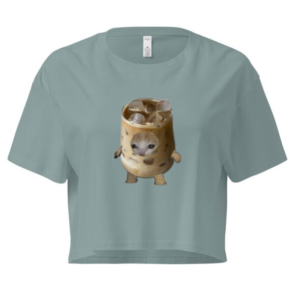 Coffee Cat Y2K Baby Tee | Hyper Kittycore Retro Cropped Top | Caffeinated Slut Meme Tee - Image 3