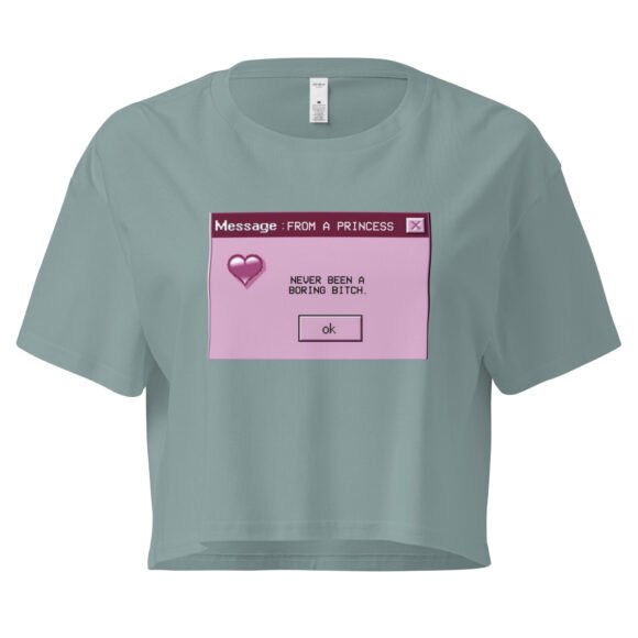 Never Been a Boring Bitch Message Box Y2K Baby Tee | Baddie Alert Retro Cropped Top | Alt-Girl Notification Meme Tee - Image 3