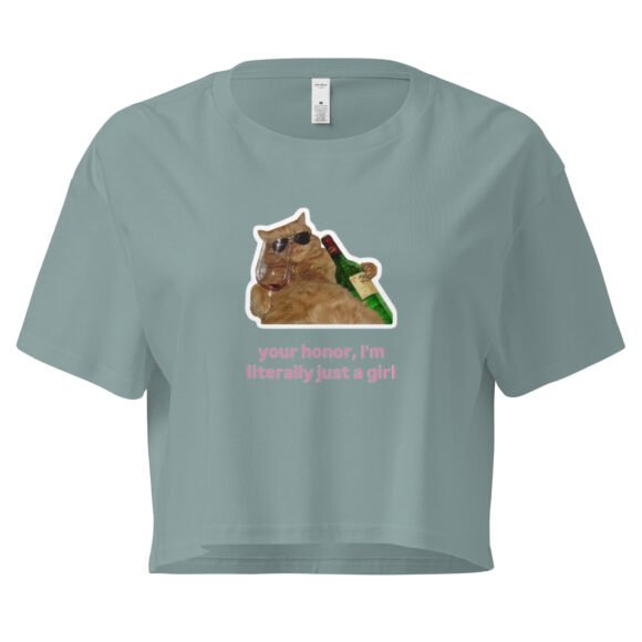 Your Honor I Am Just a Girl Cat Drinking Wine Y2K Baby Tee | Drunk Kittycore Retro Cropped Top | Legal Bimbo Vibes Meme Tee - Image 3