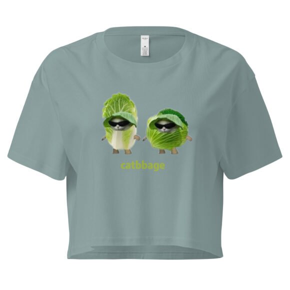 Catbbage Y2K Baby Tee | Kitty Lettucecore Retro Cropped Top | Surreal Feral Meme Tee - Image 3