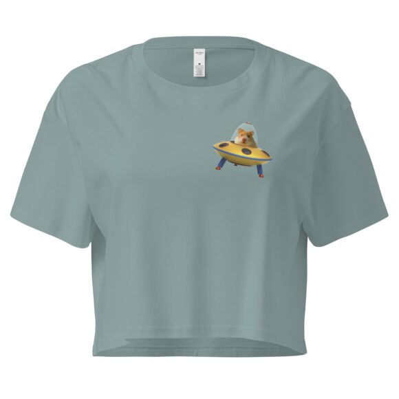Adios Hamster on Heart Y2K Baby Tee | Rodent Farewell Retro Cropped Top | Sad Girl Petcore Meme Tee - Image 3