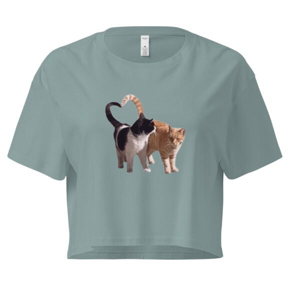 Heart Tail Cats Y2K Baby Tee | Romantic Catcore Retro Cropped Top | Soft Bimbo Cat Girl Meme Tee - Image 3