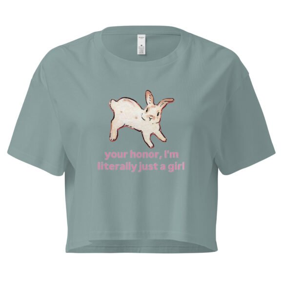 Your Honor I Am Just a Girl Bunny Y2K Baby Tee | Bunnycore Court Statement Retro Cropped Top | Legal Bimbo Meme Tee - Image 3