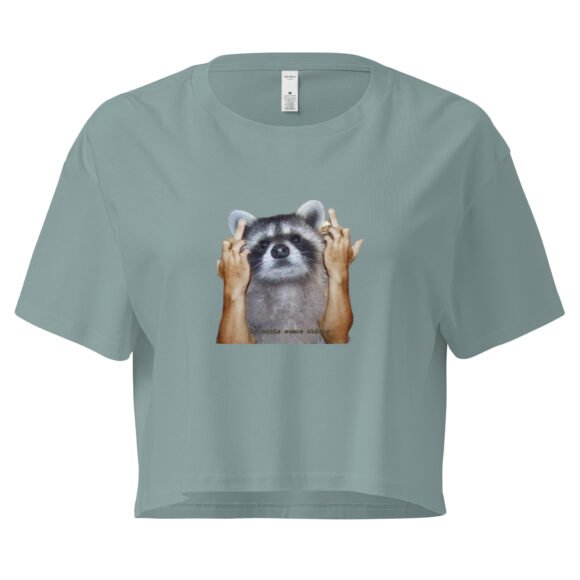 Fuck You Raccoon Y2K Baby Tee | Trash Animal Rage Retro Cropped Top | Angry Rodentcore Girl Tee - Image 3