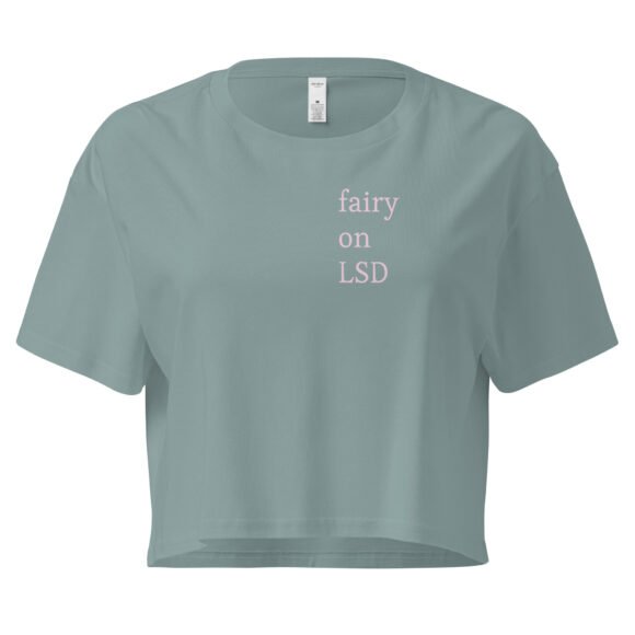 Fairy on LSD Y2K Baby Tee | Psychedelic Sprite Retro Cropped Top | Ethereal Drugcore Meme Tee - Image 2