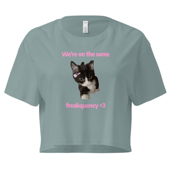 We're on the Same Freakquency Y2K Baby Tee | Freakquency Match Alt-Girl Crop Top | Softcore Radio Tumblr Tee - Image 2