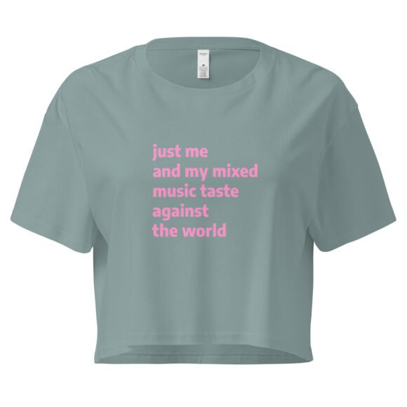 Just Me and My Music Taste Against the World Y2K Baby Tee | Music Taste vs The World Retro Cropped Top | Anti-Social Baddie Y2K Meme Tee - Image 2