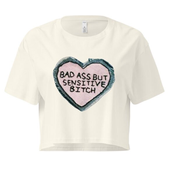 “Bad Ass But Sensitive Bitch” Y2K Baby Tee | Fitted Y2K Crop Top for Badass Soft Girls - Image 9