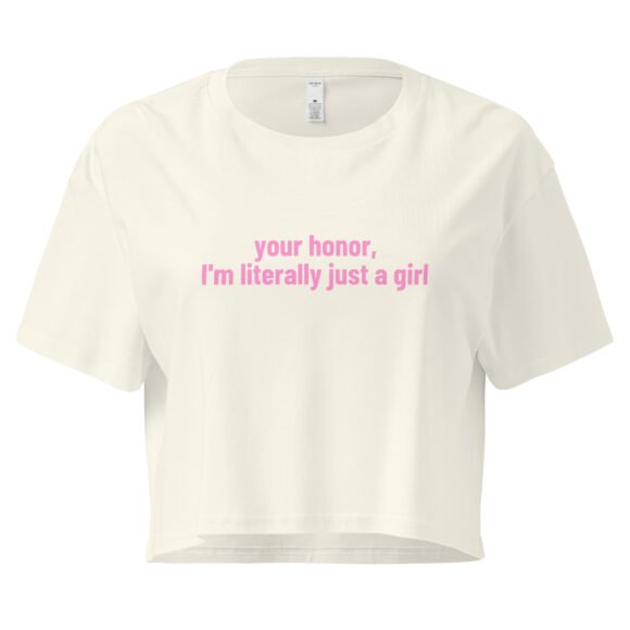 Your Honor I Am Litereally Just a Girl Y2K Baby Tee | Legal Bimbocore Retro Cropped Top | Courtroom Slut Meme Tee - Image 9
