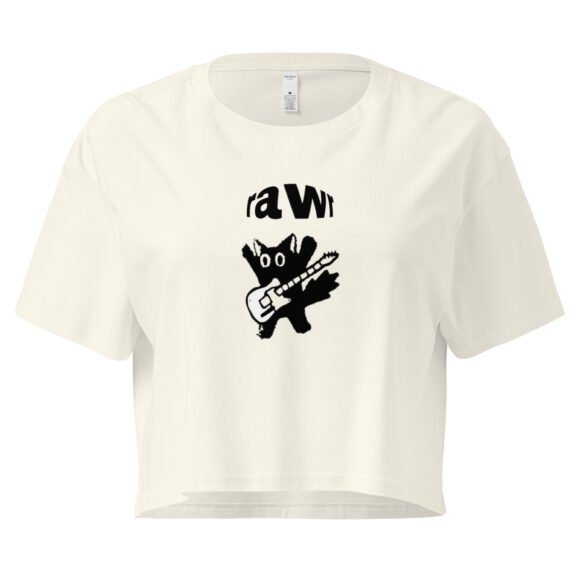 Rawr Rockstar Cat Y2K Baby Tee | Punk Kittycore Retro Cropped Top | Rockstar Meow Meme Tee - Image 7