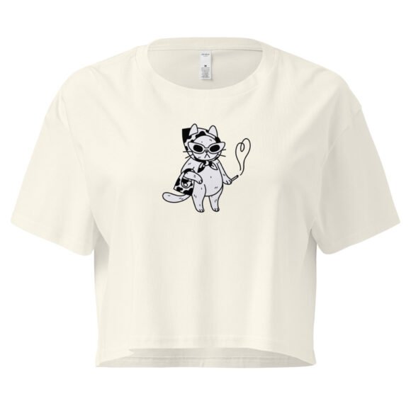 Cool Cat Lady Y2K Baby Tee | Feline Feminine Retro Cropped Top | Alt Auntie Meme Tee - Image 9