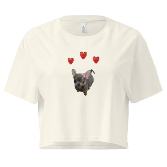 Lovely Heart Dog Y2K Baby Tee | Puppy Love Retro Cropped Top | Soft Dogcore Girl Meme Tee - Image 9