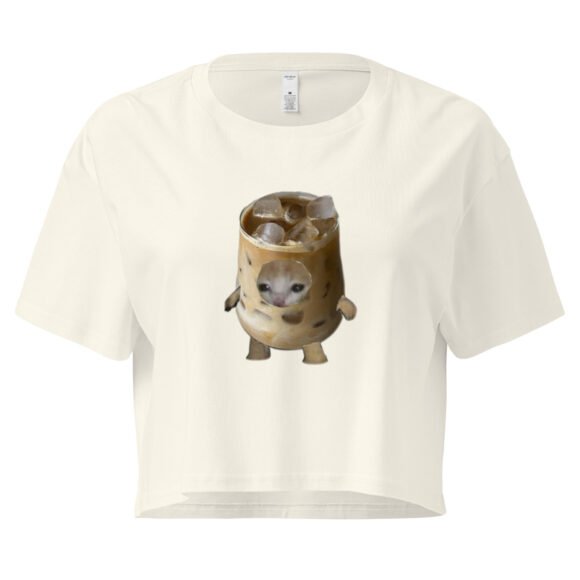 Coffee Cat Y2K Baby Tee | Hyper Kittycore Retro Cropped Top | Caffeinated Slut Meme Tee - Image 9