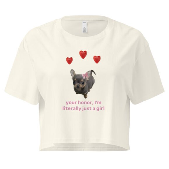 Your Honor I Am Just a Girl Dog Y2K Baby Tee | Puppycore Princess Retro Cropped Top | Loyal Bimbo Meme Tee - Image 9