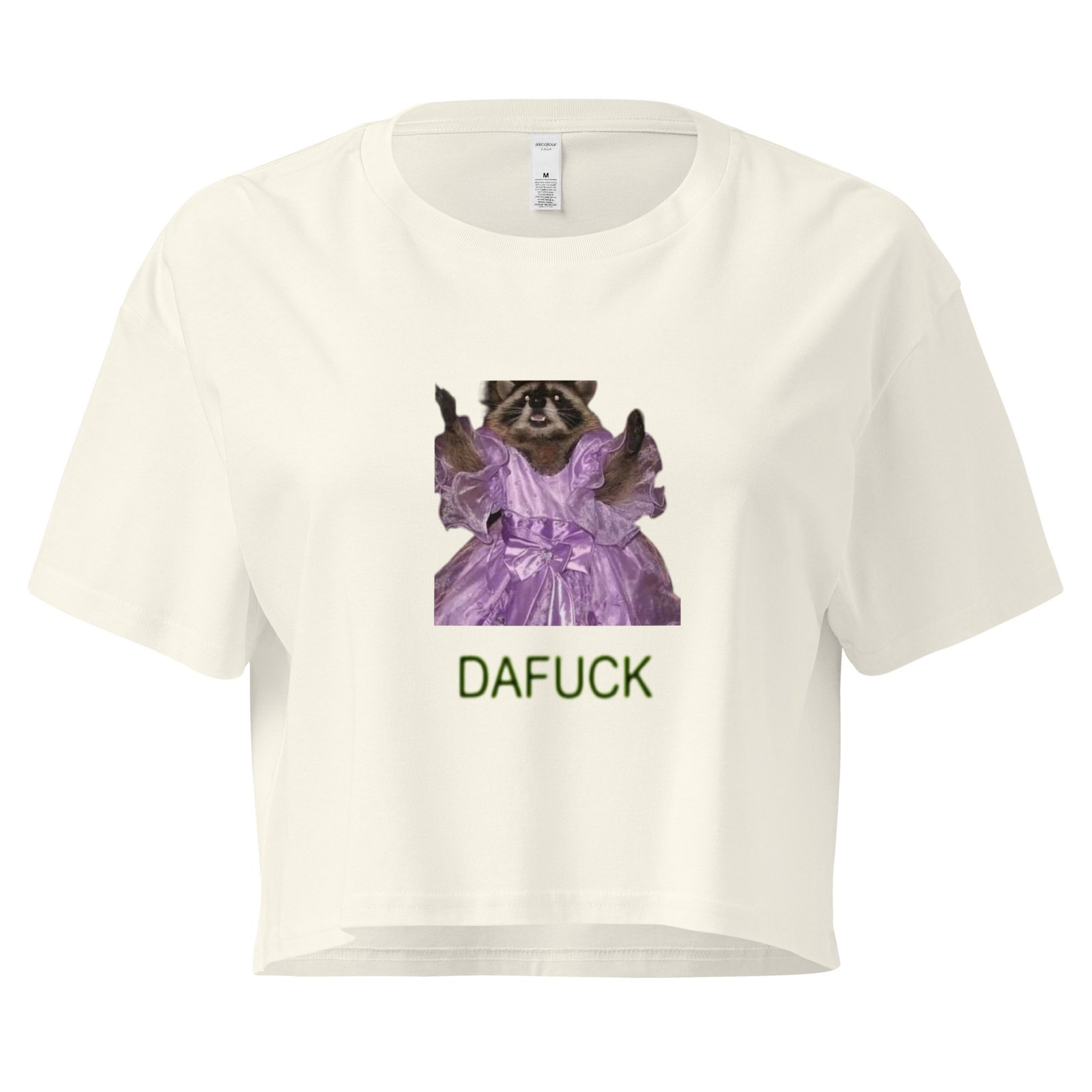 Dafuck Raccoon Y2K Baby Tee | Confused Trashcore Retro Cropped Top | Unhinged Meme Girl Tee - Image 9