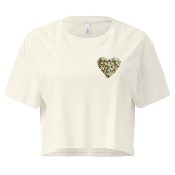Skull Heart Y2K Baby Tee | Goth Romance Retro Cropped Top | Emo Girlcore Meme Tee - Image 8