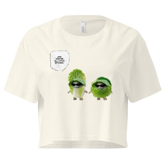 Little Bitches Cabbage Cat Y2K Baby Tee | Crunchy Feralcore Retro Cropped Top | Bitchy Bunny Girl Meme Tee - Image 9